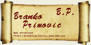 Branko Primović vizit kartica